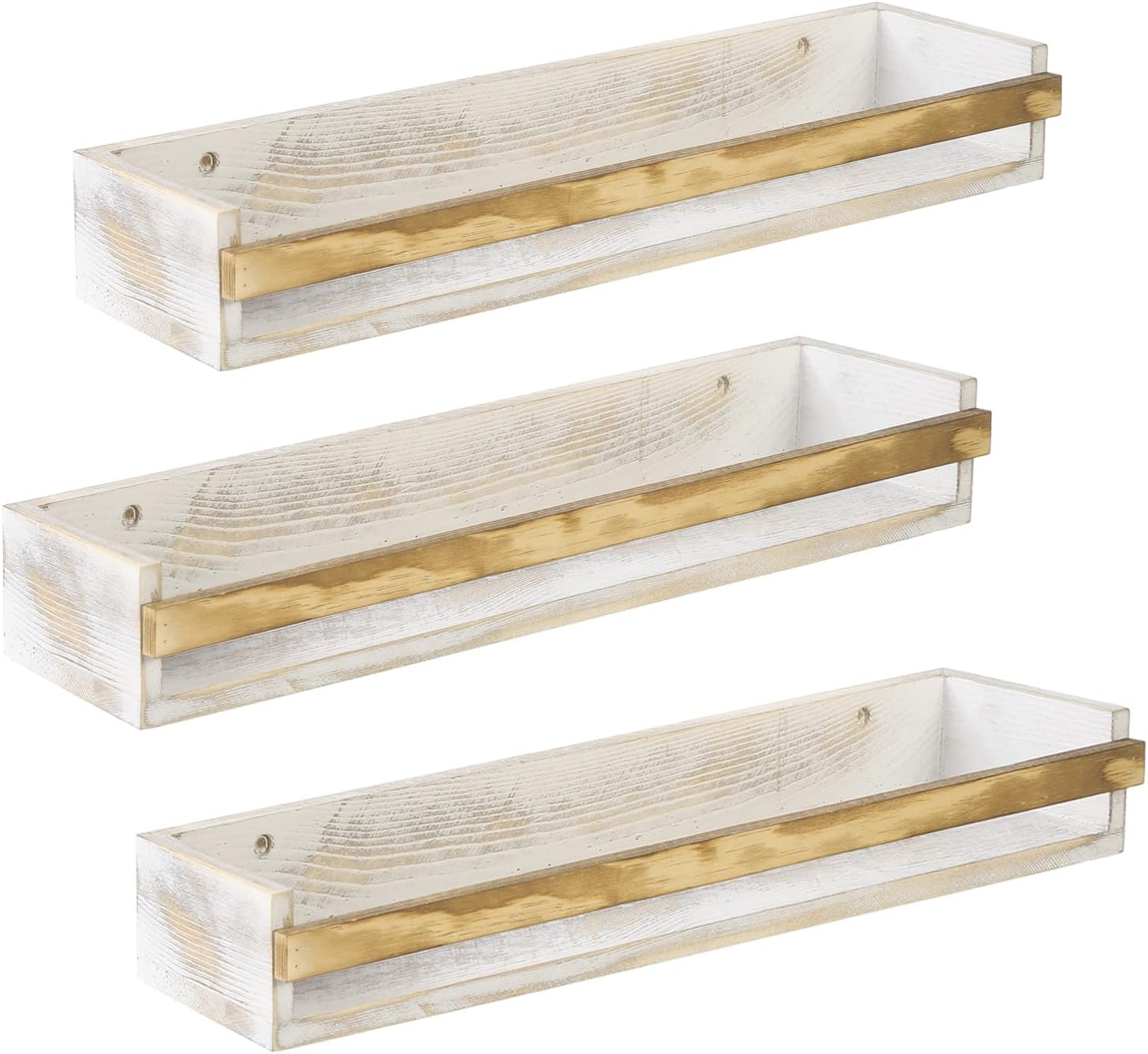 "MyGift Whitewashed Wood Spice Rack Shelves" - Image 5