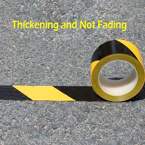 Miniatura 4 de Cinta adhesiva multiusos, cinta de advertencia negra y amarilla, resistente al desgaste, cinta de marcado de piso de taller de 2 pulgadas x 108 pies