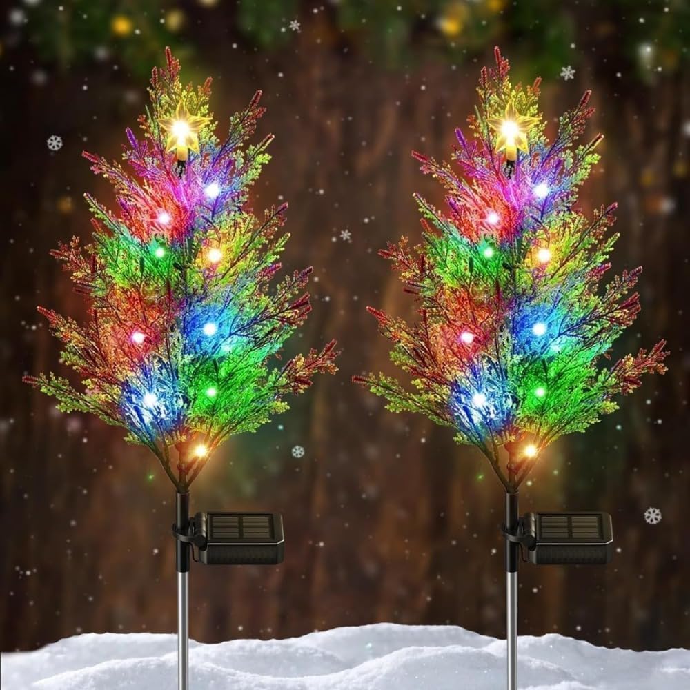 AZIEBAY ソーラークリスマスツリーライト 自動点灯 2モード切替 IP65防水 ワイヤレス ガーデン装飾用 ご安心してお選びく