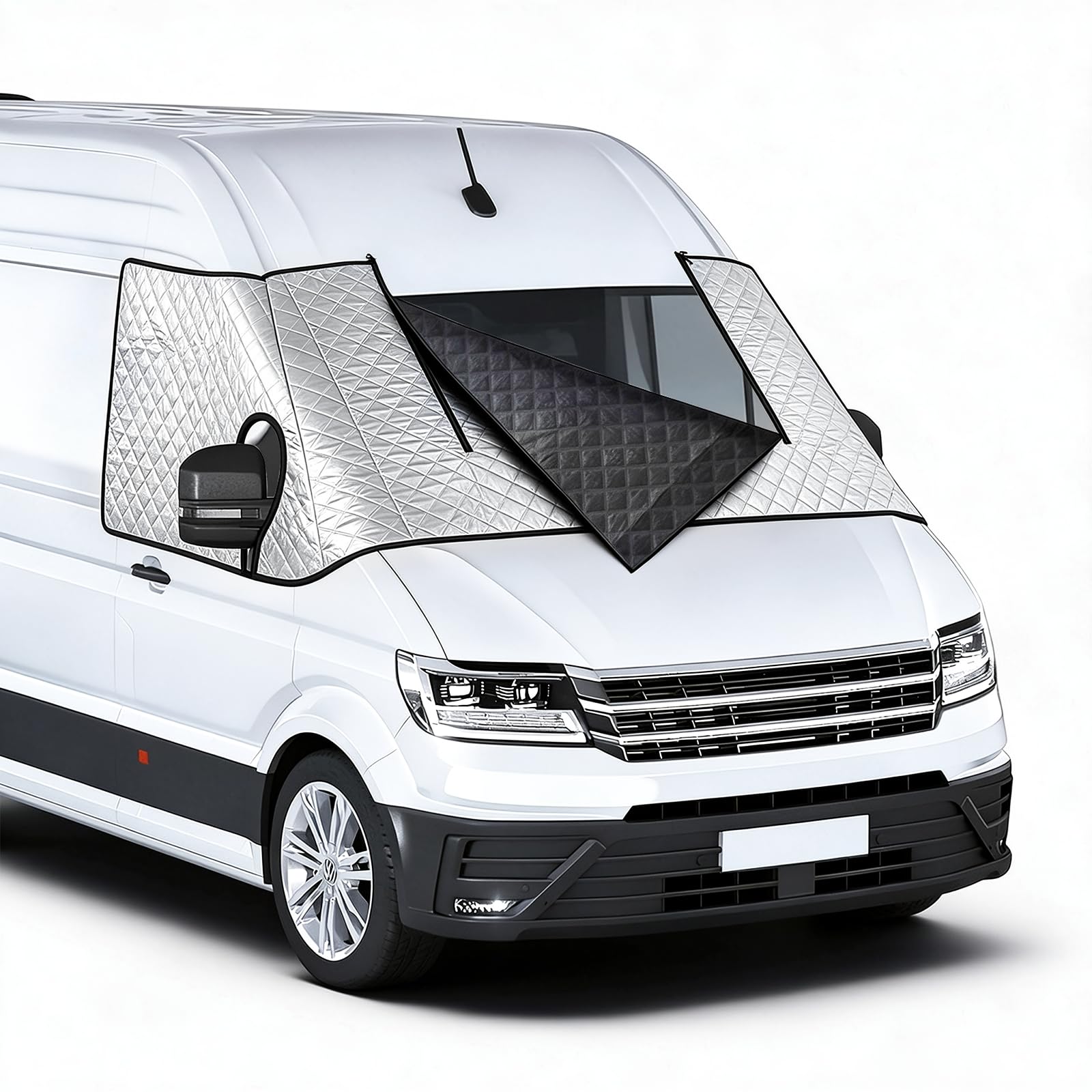 Frontscheibenabdeckung für VW Crafter 2018-2025 mit Magnetisch Thermomatte Außen Frontscheibe Sonnenschutz Crafter Wasserdicht Scheibenabdeckung Winter Windschutzscheiben Abdeckung
