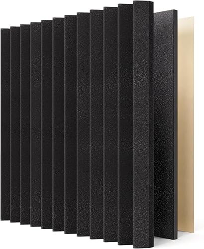 Miniatura 16 de Kuchoow - Paquete de 12 paneles acústicos de pared, paneles decorativos autoadhesivos absorbentes de sonido de alta densidad para pared, puerta y
