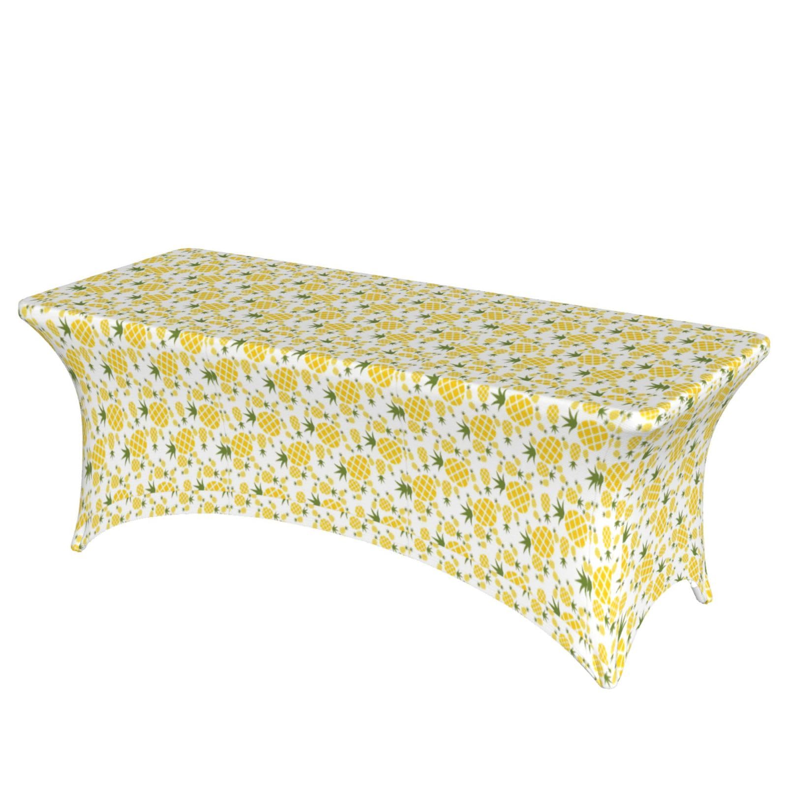 AYYQWE Pineapple.. Print Elastic Rectangular Tablecloth For Banquet Outdoor Picnics Office Table Cover