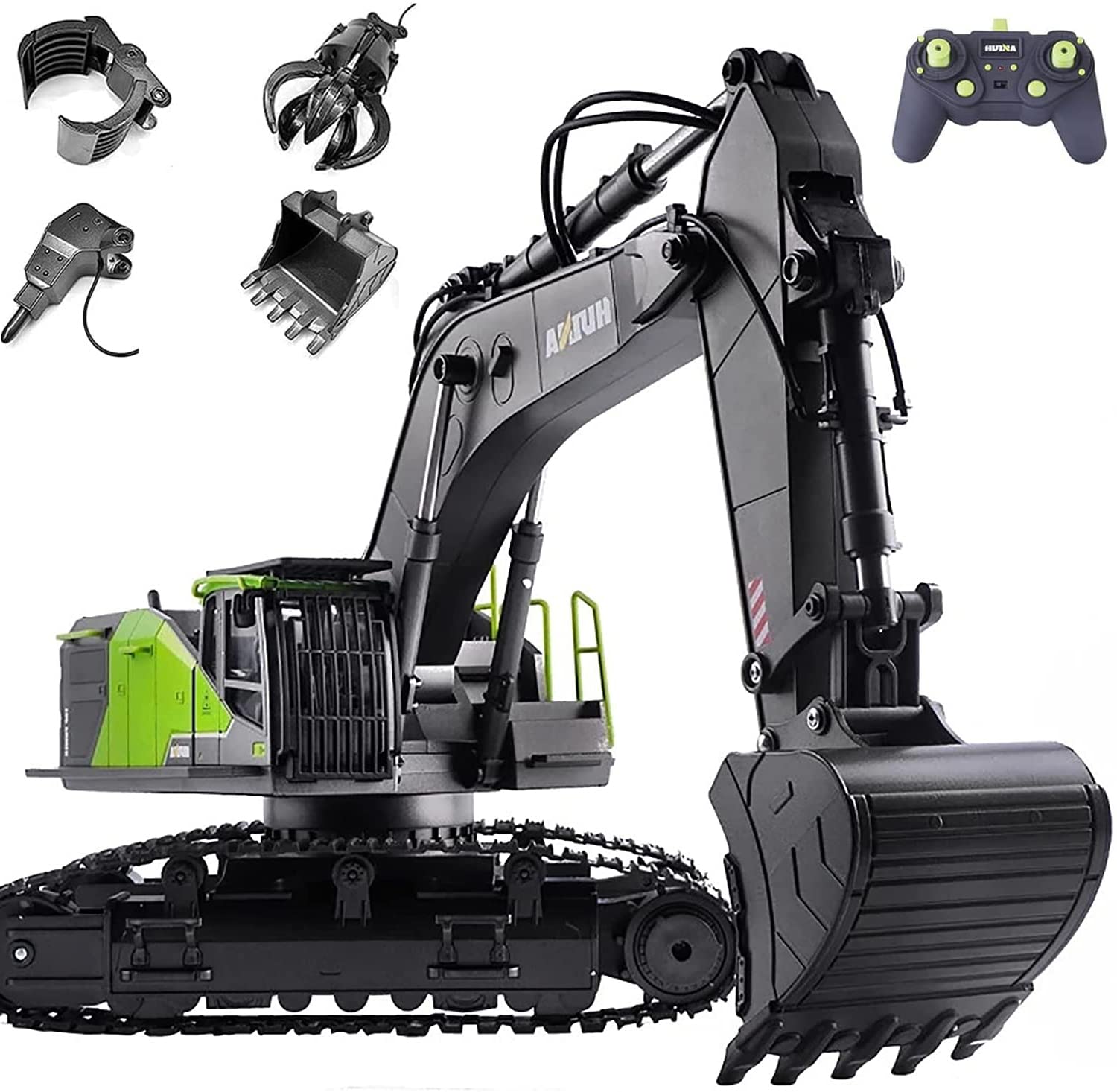 令和二年9月最新型 1/14 建設機械ラジコン 合金版 RCショベルカー ラジコン 掘削機 2.4GHz無線 22CHパワーショベル 旋回  LEDライト搭載 ミニチュア 建機 おもちゃ 砂浜 砂場用