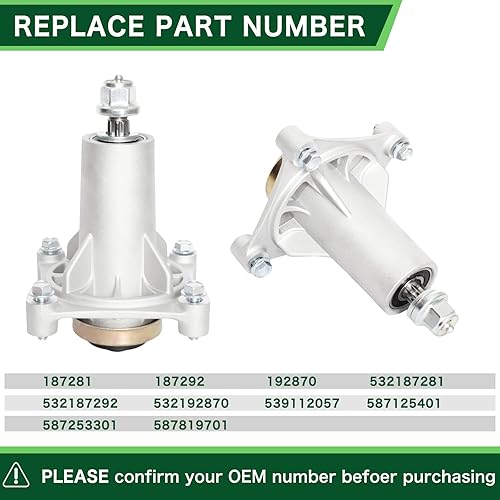 Miniatura 3 de TENGMUJX Conjunto de husillo de cortacésped apto para Husqvarna 532187282AYP 187292 192870Ariens 21546238 21546299