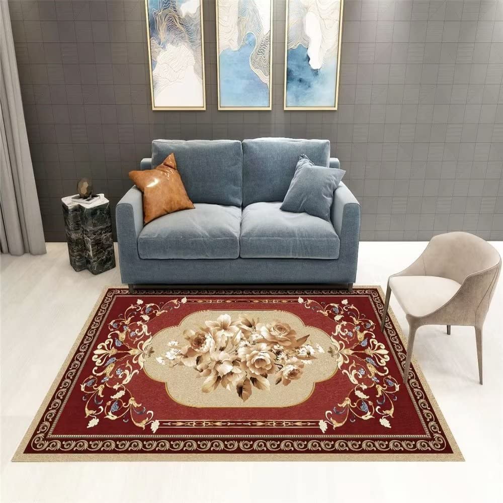 Tapis enfant garçon rouge géométrique 40x60cm antidérapant et durable pour salon
