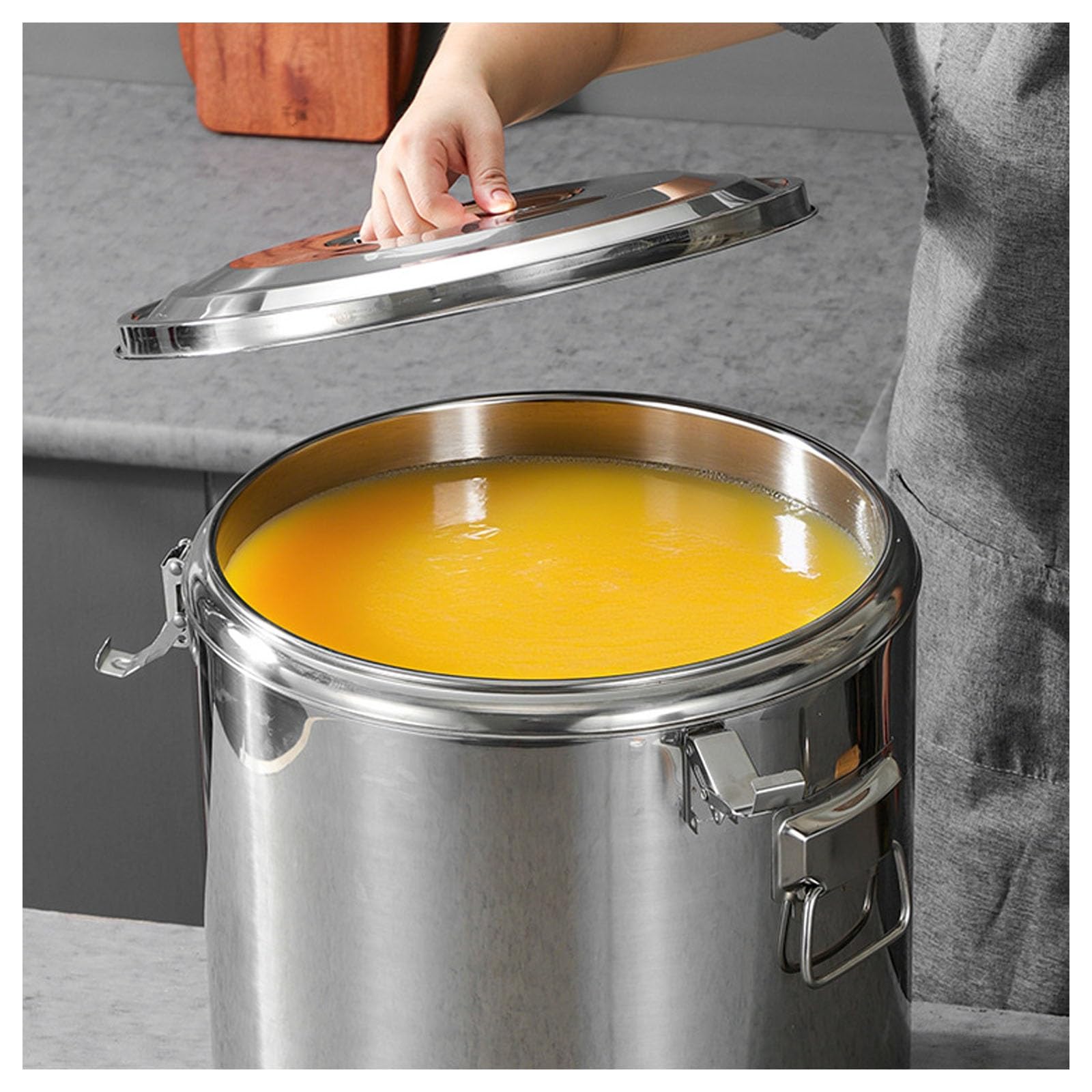 Contenedor de almacenamiento de alimentos de acero inoxidable 304, cubos de transporte térmico sellados para granos de cocina, café, té, harina, duradero y versátil para almacenamiento de alimentos