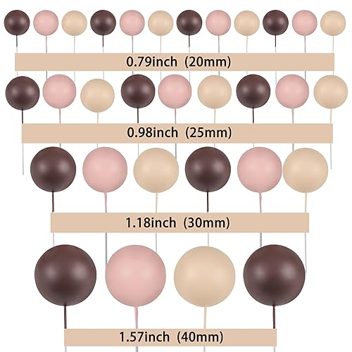 Miniatura 3 de Gyufise 30 piezas de mini globos para tartas, bolas de espuma marrón, decoración de bolas de perlas de imitación, decoración de pasteles para boda,