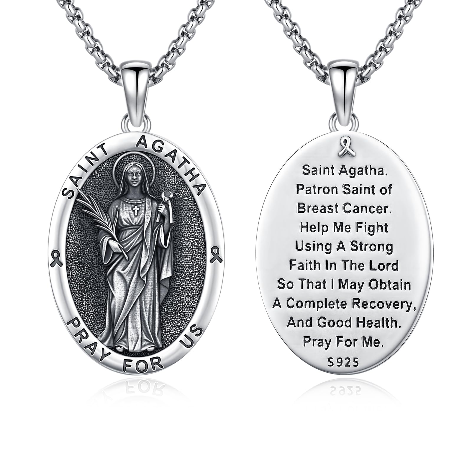 Silver/14K Gold Patron Saint Medal Amulet Necklace for Men Women