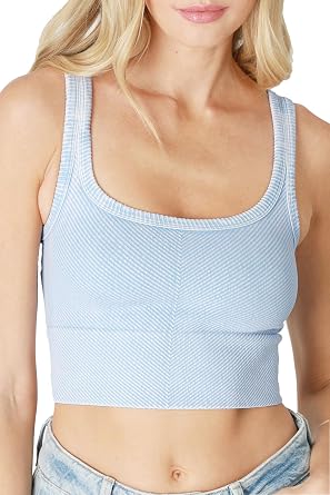 NIKIBIKI Women Seamless Chevron Ribbed Crop Top, Made in U.S.A