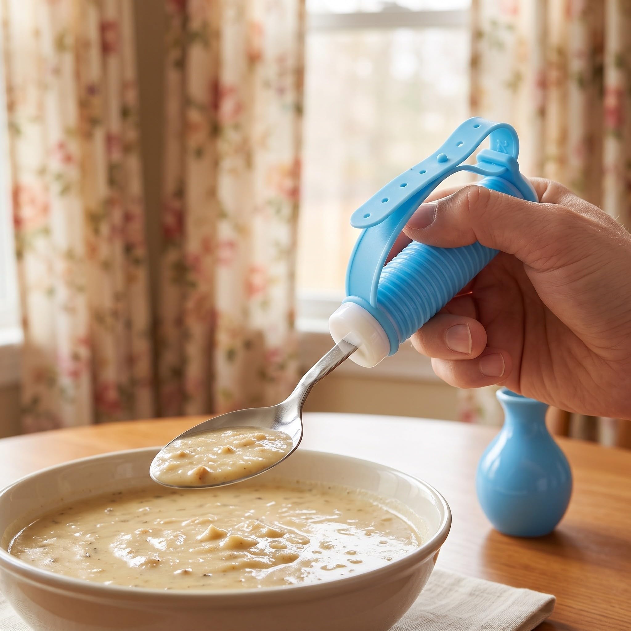 1 juego de cubiertos adaptados: cuchara y tenedor antivibración para personas mayores con agarre débil - Juego de comedor adaptado con asas reforzadas - Cubiertos para discapacitados con