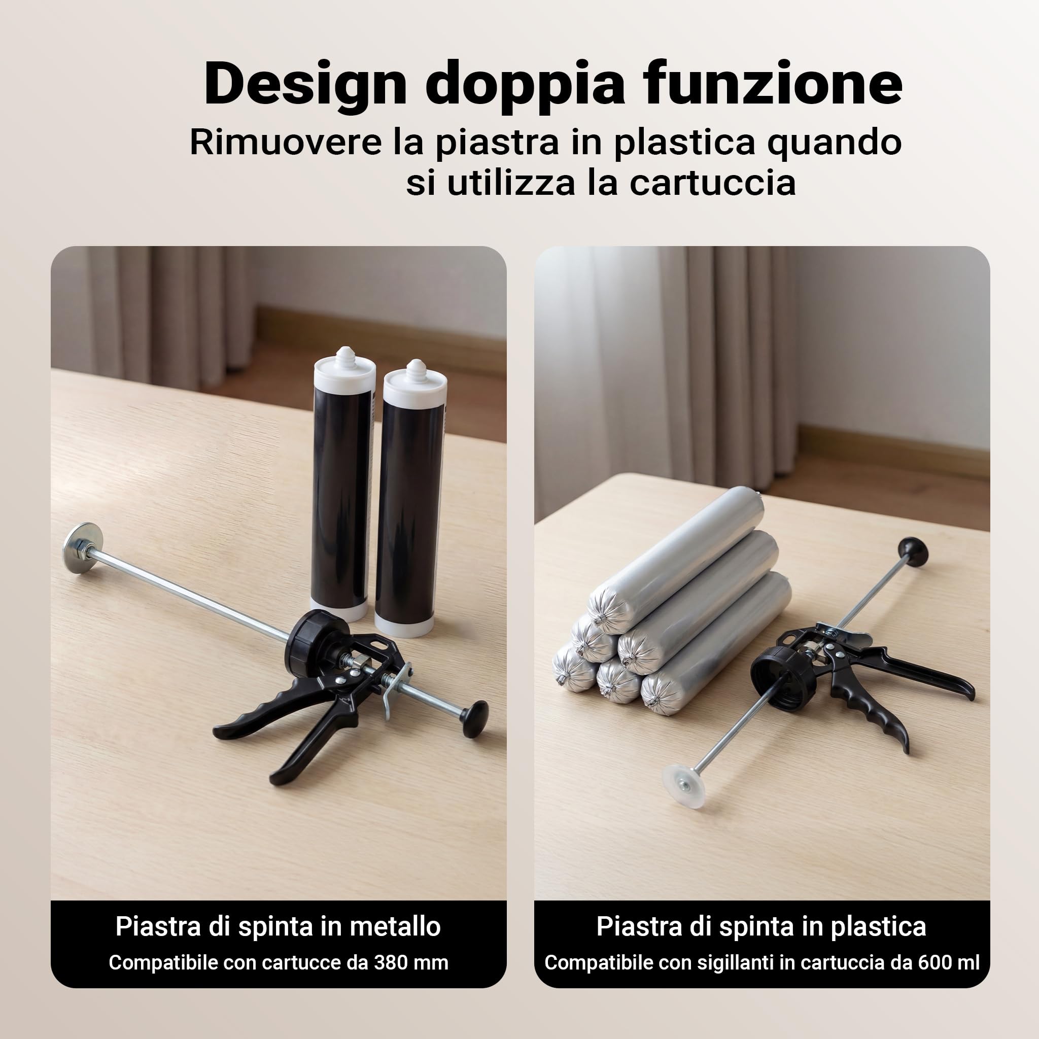 Pistola per silicone in alluminio 600 ml per cartucce da 380 mm (15")