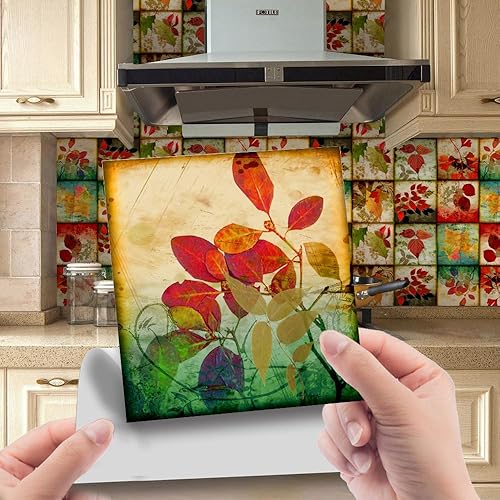 Lukery Azulejos de 24 hojas impermeables para losetas en muro de cocina, azulejos autoadhesivos, azulejos de PVC para pared de verano, azulejos de