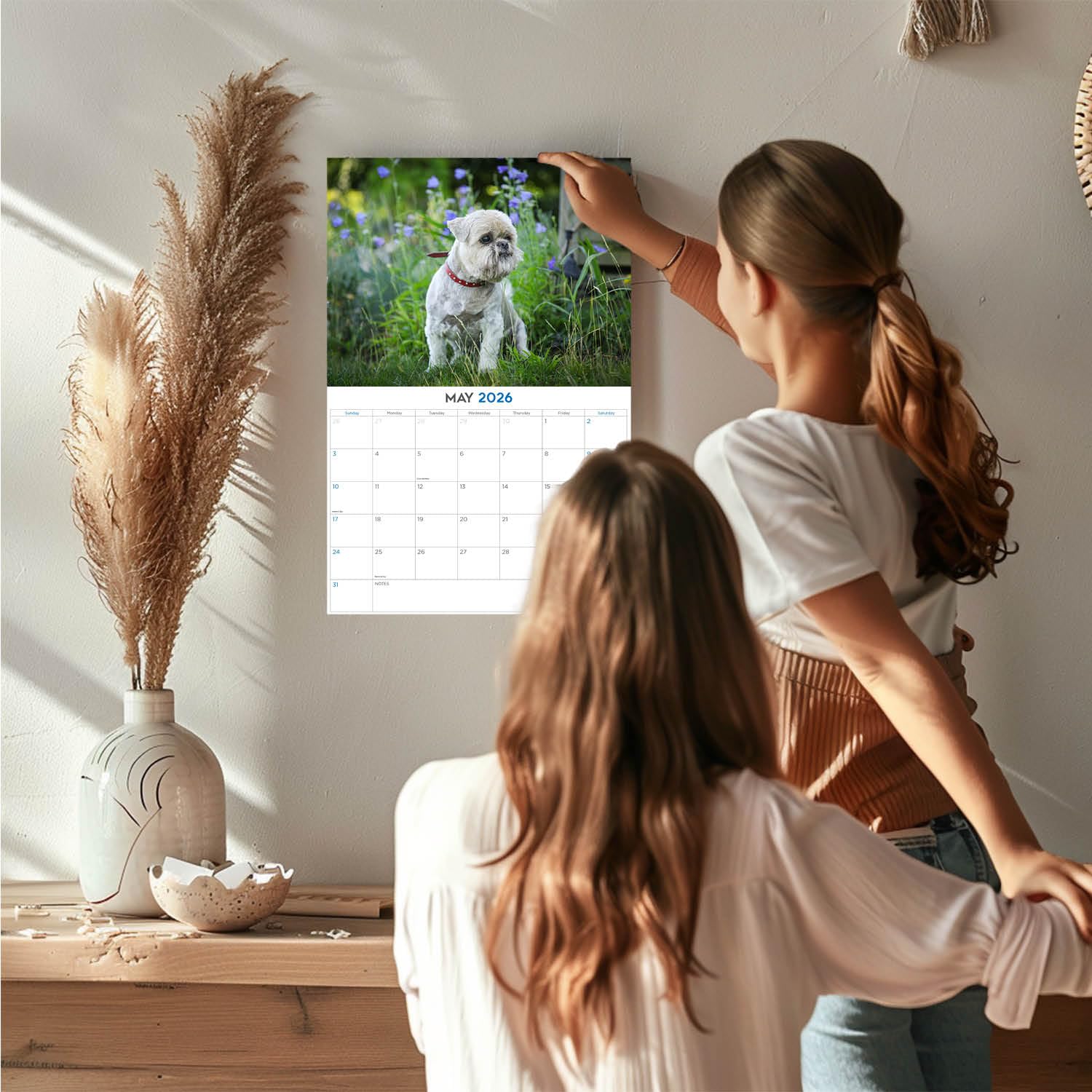 Kalendarz 2024 2025 Lhasa Apso - miesięczny kalendarz ścienny rasy psów - 30 x 45 cm otwarty - gruby papier bez przebarwień - prezent - akademicki planer nauczyciela kalendarz organizowanie i