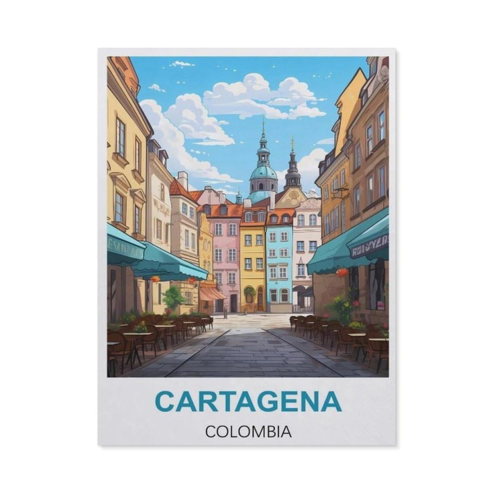 BEAYODKP 5D DIY Diamond Painting，Cartagena Colombia Vintage Travel Posters，Art Living Room Wall Decoration Gift（40 x 50 cm/15.74 x 19.68 inches）-BW93