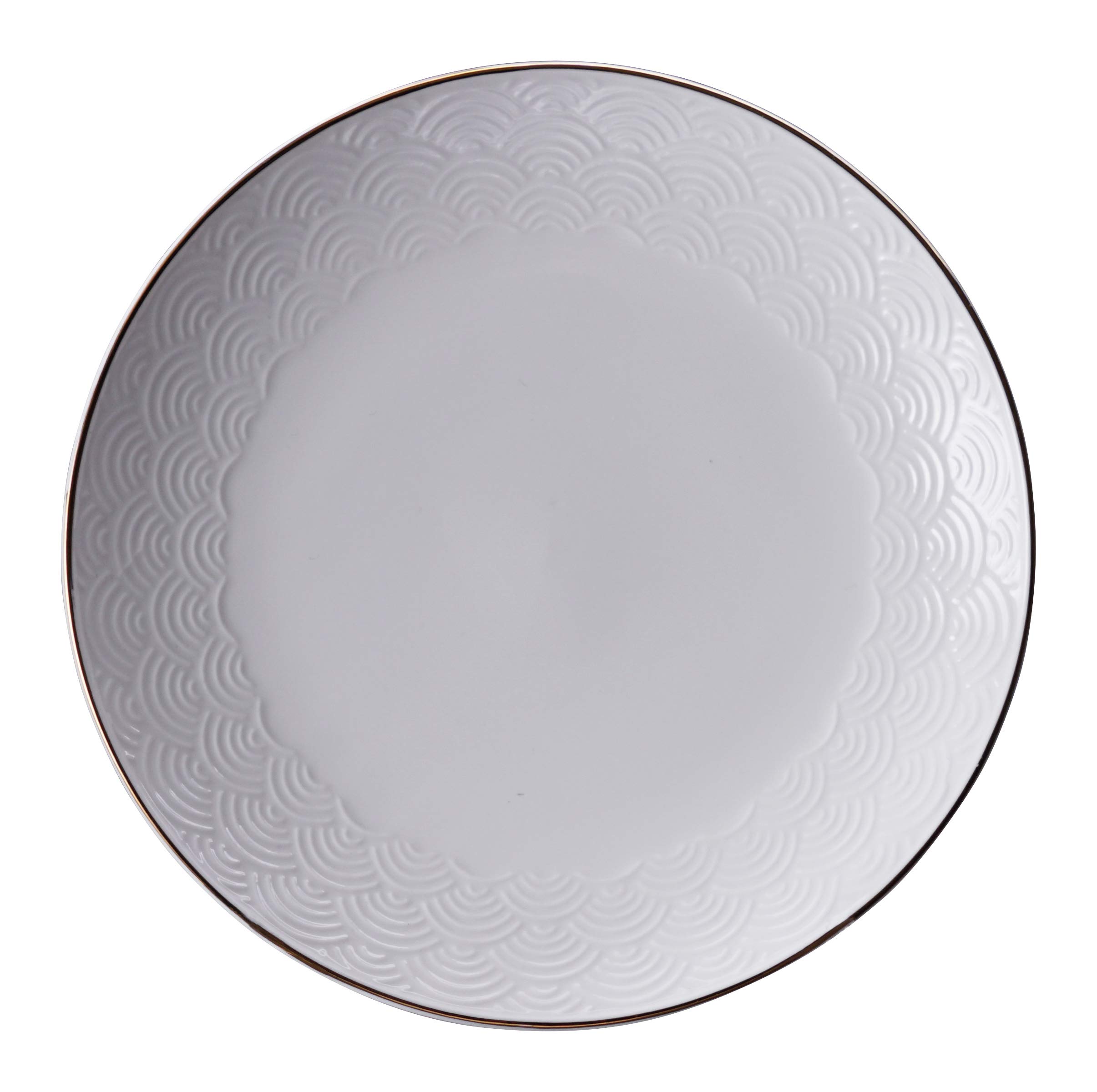 Set 4 Piatti Bianchi TOKYO Design Studio - Porcellana Giapponese Bordo Dorato 15cm