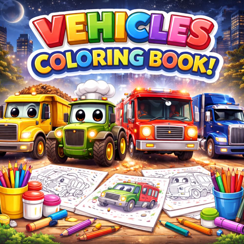 Adventure Vehicles Coloring Book for Kids