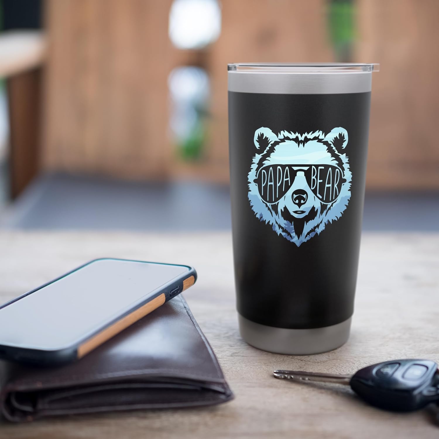 Papa Bear Vintage Graphic Stainless Steel Insulated Tumbler - Image 7