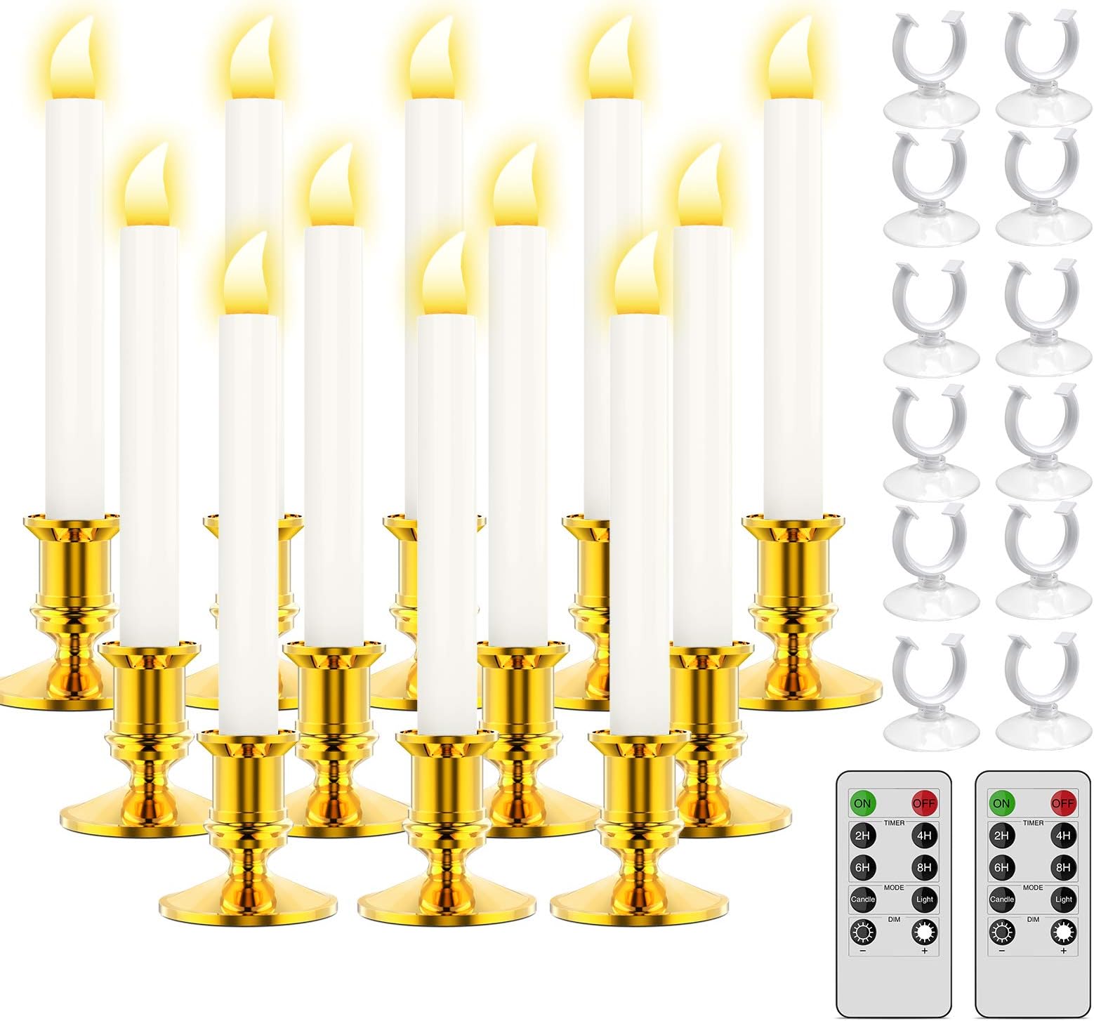 Amazon Com Ronxs Window Candles Led Candles Wif Timer Outdoor Christmas Decorations Flameless Candles Battery Operated Flickering Candles Wif 1 Remote Controls Glod Candle Holders 12 Pcs Gold Home Kitchen