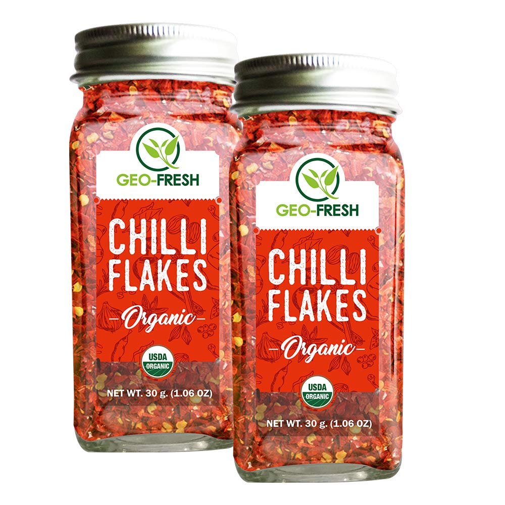 Geo-Fresh Organic Chilli Flakes, 30g (Pack of 2)| for Pizza, Pasta, Garlic Bread, Italian cusines| No Artifical Colour & Preservatives| 100% Organic, Non-GMO, USDA Certified, Jaivik Bharat Certified (B07FQQ1S17) Amazon Price History, Amazon Price Tracker