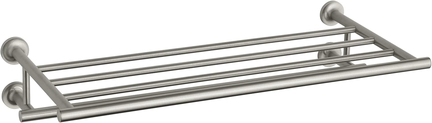 KOHLER 14381-CP Purist Hotelier Bathroom Towel Shelf, Wall-Mount Rack, Bathroom Towel Holder, Polished Chrome