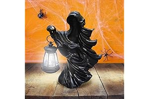 Halloween Messengers: Faceless Ghost Sculptures With Lantern - Black