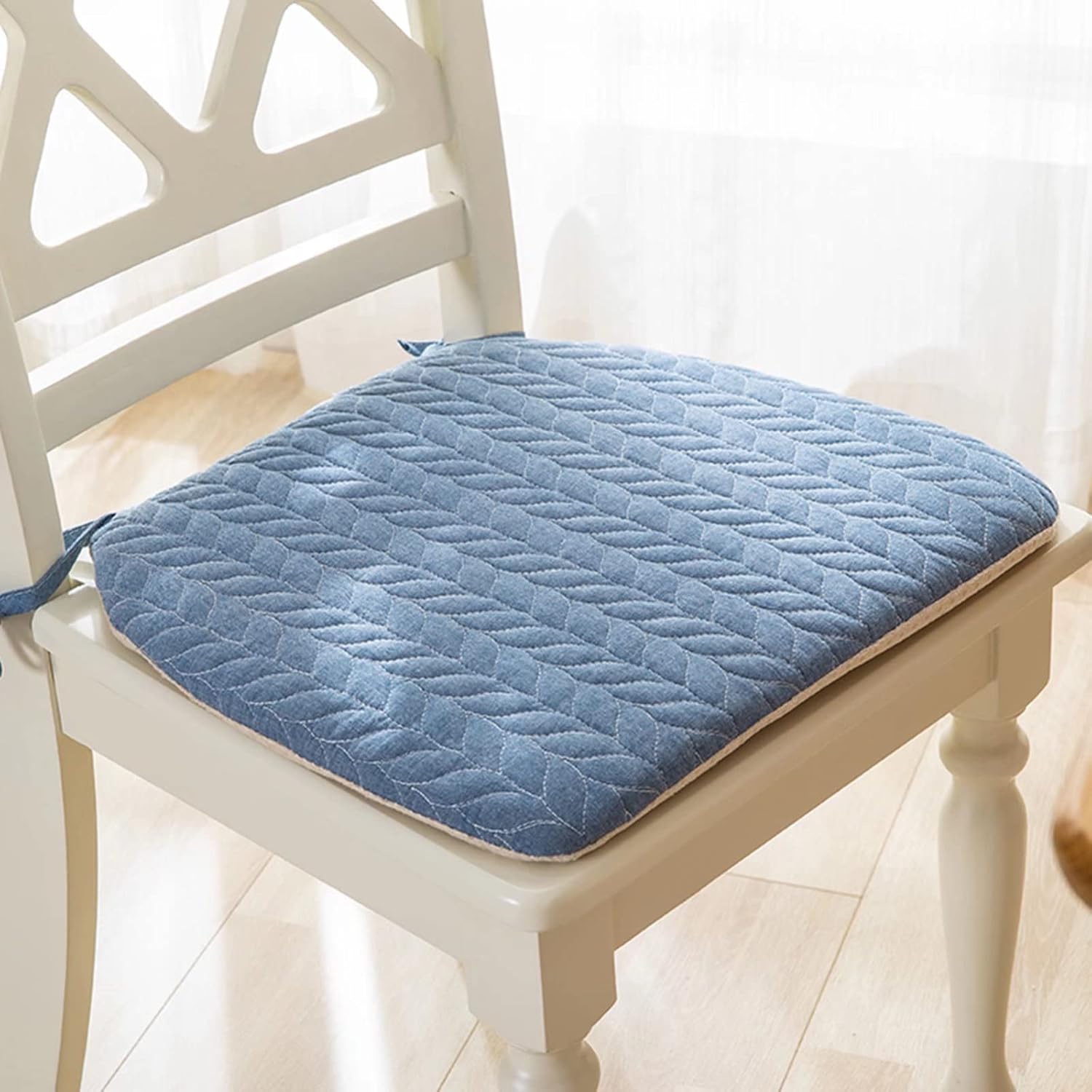 YSCO Chair Cushions for Dining Chairs 2 Pack, Chair Pad Seat Cushion with Ties, Non Skid Kitchen Seat Pads with Non Slip Bottom, Reusable Chair Cushions, Cover Removable and Washable Green