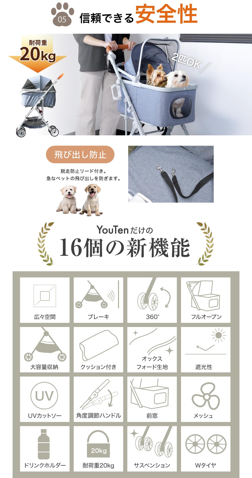 Amazon | YouTen(ユーテン) NEW 2023年改良モデル ペットカート 4WAY