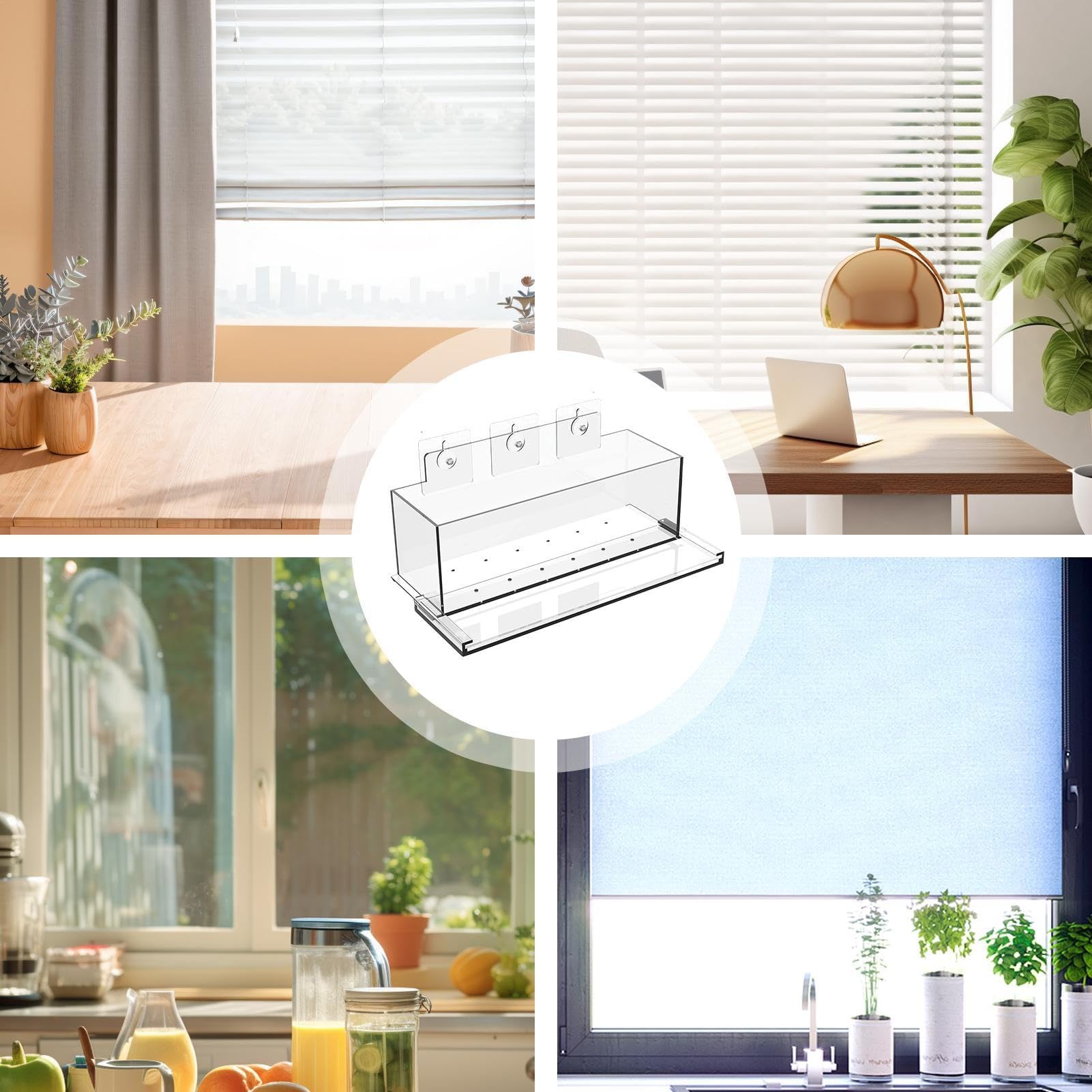 C Acryl-Fenster-Pflanzgefäß, rekularer Sukkulentenkasten mit Abflusslöchern, Kräuter- und Blumentopf für den Innenbereich, für Krankheiten, Tischdekoration, Heimdekoration