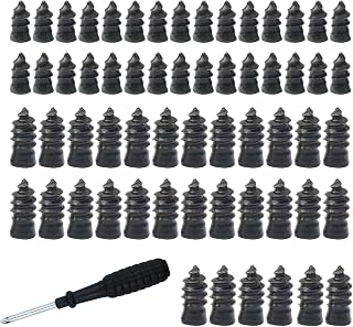 61PCS Tire Repair Rubber Nail, Vacuum Tire Repair Spiral Rubber Studs Kit, Self-Service Tire Screw Plugs Quick Repairs Tool with Screwdriver for Most Vehicle Tractor Tires Puncture Repairs