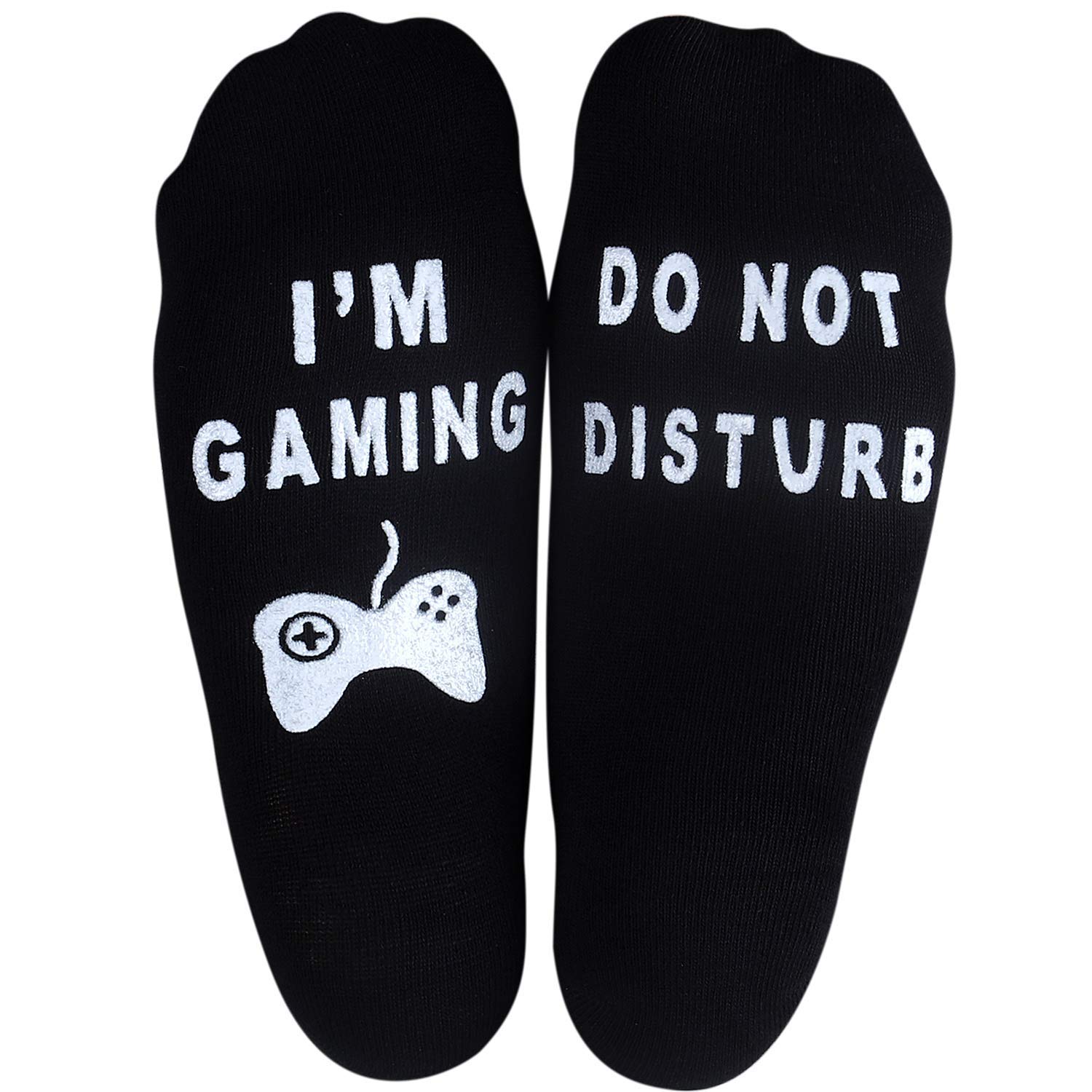 Do Not Disturb I'm Gaming,Soft Unisex Sock Novelty Funny Saying Crew Socks, The Perfect Funny Christmas Gifts for Men Women