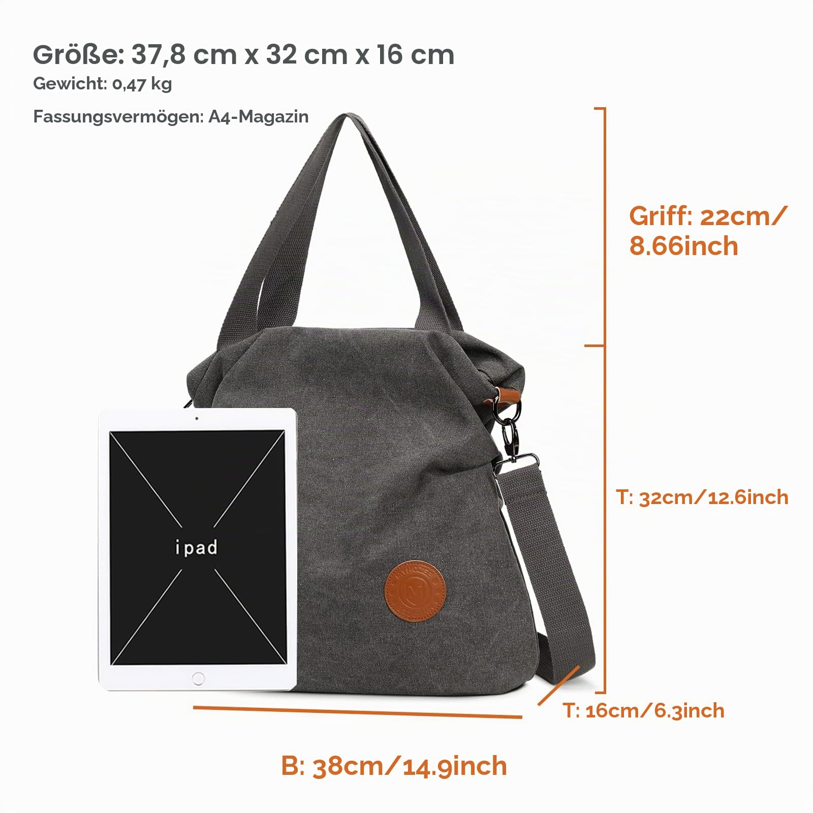Myhozee Handtasche Damen Canvas Umhängetasche,Taschen Damen Strandtasche Schultertasche Crossover Bag für Mädchen Frauen