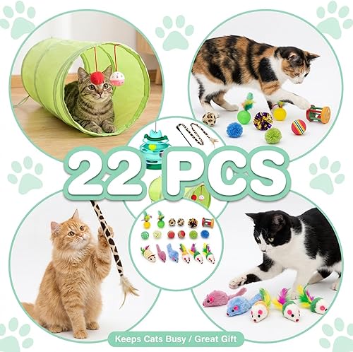 Miniatura 3 de Pista de bolas para gatos, juguete de pelota para gatos de 3 niveles con 3 bolas y plumas desmontables, juguete interactivo para gatos para gatito