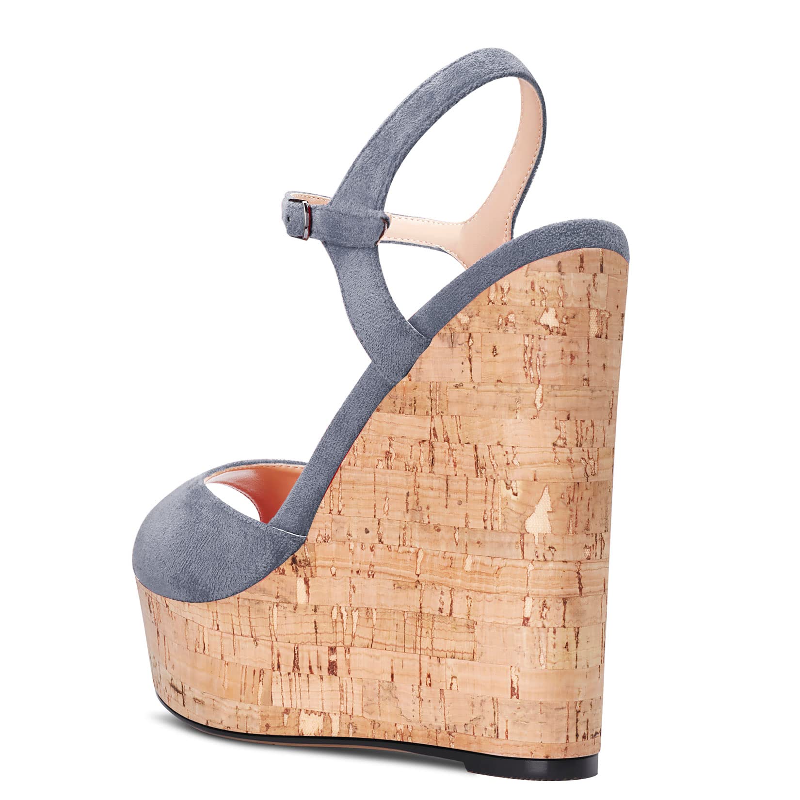 Aachcol Donna Zeppa Piattaforma Sandali Aperte sulla Punta Cinturino alla Caviglia Slingback Laccio Alto High Tacco Heel Dress Scarpe Pumps Scamosciato 15 CM