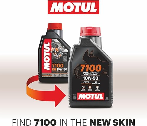 Miniatura 2 de Motul 7100 10W-50 Lubricante de motor de aceite de motocicleta sintético completo 1 litro 104097 4 tiempos JASO MA2 Road Street Off-road Adventure