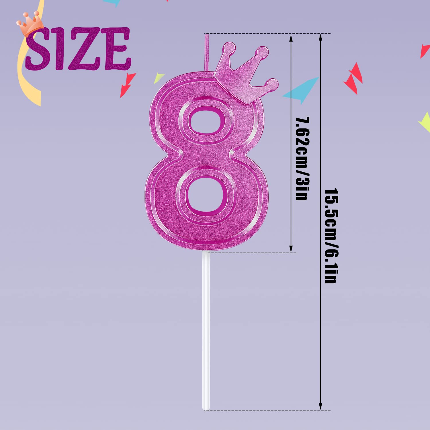 Bougie Chiffre 6 Anniversaire 3D Avec Couronne - Décoration Gâteau Rose - Pour Fêtes Et Célébrations