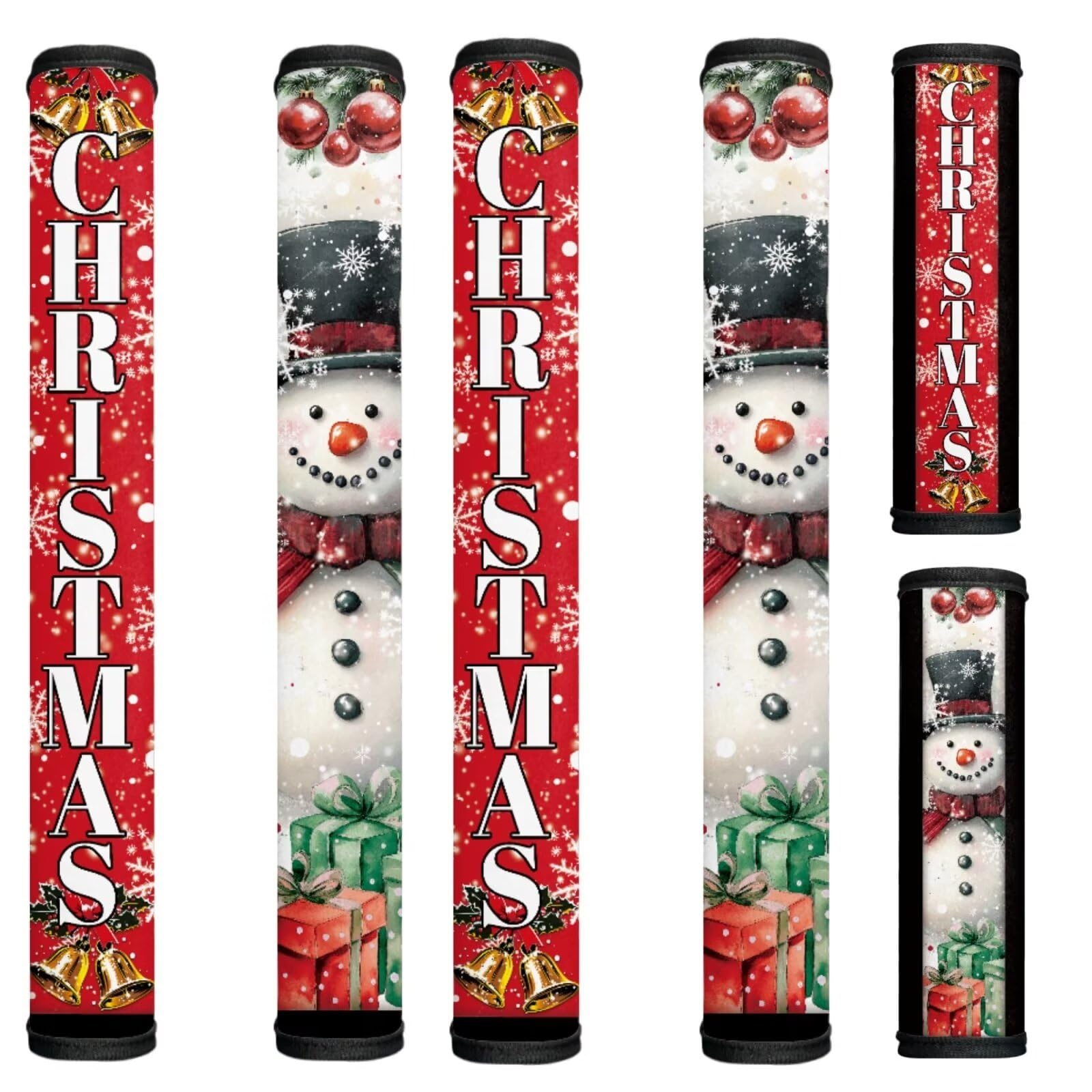 Christmas Snowman Refrigerator Door Handle Covers Set of 6, Kitchen Appliance Door Handle Covers Anti-Slip Anti-Static Handmade Decor Protector for Fridge Ovens Dishwashers, Christmas Decor