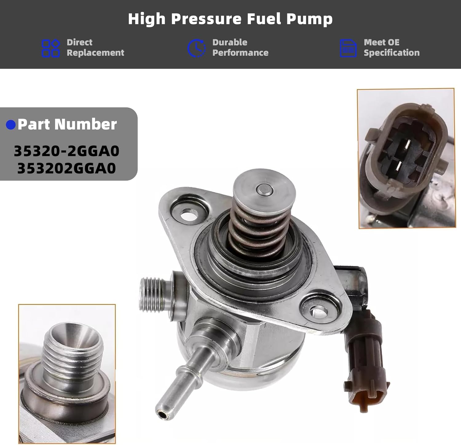 High Pressure Fuel Pump Compatible with Kia Optima Sorento Sportage 2016-2019, Hyundai Santa Fe 2017-2020, Sonata 2015-2019, Tucson 2018-2020 Replaces# 35320-2GGA0