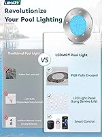 Vista 6 de LEDIARY Luces LED RGB de 6 pulgadas para piscina enterrada, AC120V 15W luces subacuáticas de piscina/spa con aplicación/control remoto, cable de 50