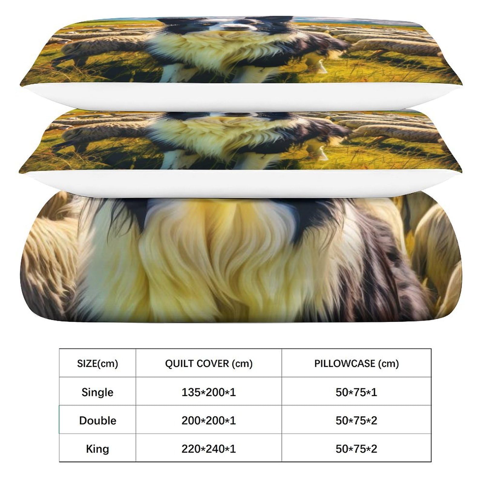 Set Copripiumino Border Collie Con Federe - Microfibra Traspirante, Singolo 135x200cm
