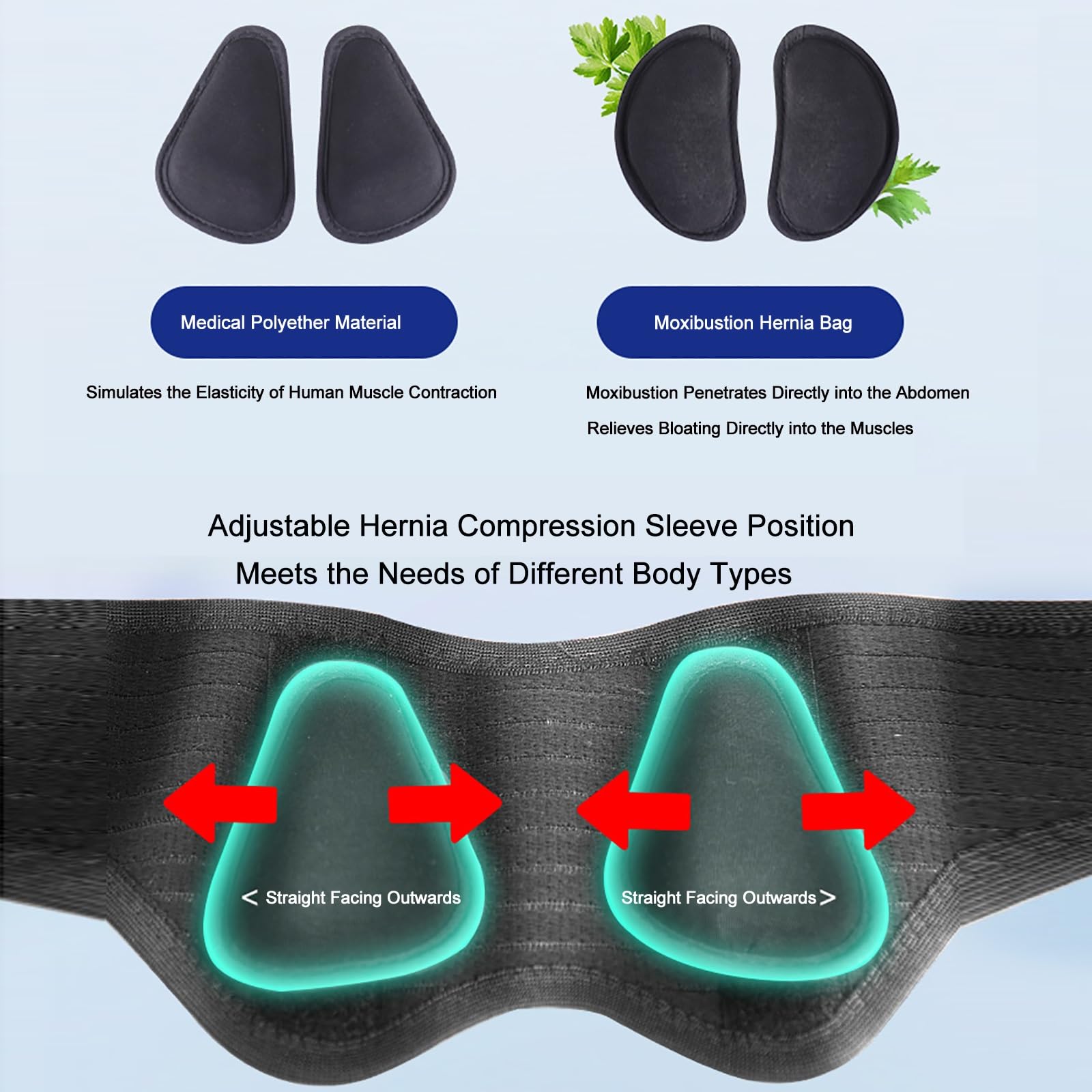 Hernia Belts for Men, Inguinal Hernia Support Belt for Men & Women - Bilateral/Double Inguinal with 4 Removable Compression Pads, Adjustable Waist Strap(Medium)