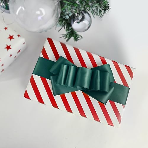 Miniatura 1118 de Cinta de satén verde esmeralda de doble cara de 1-1/2 pulgadas x 50 yardas, cinta de poliéster verde esmeralda para envolver regalos, muy adecuada