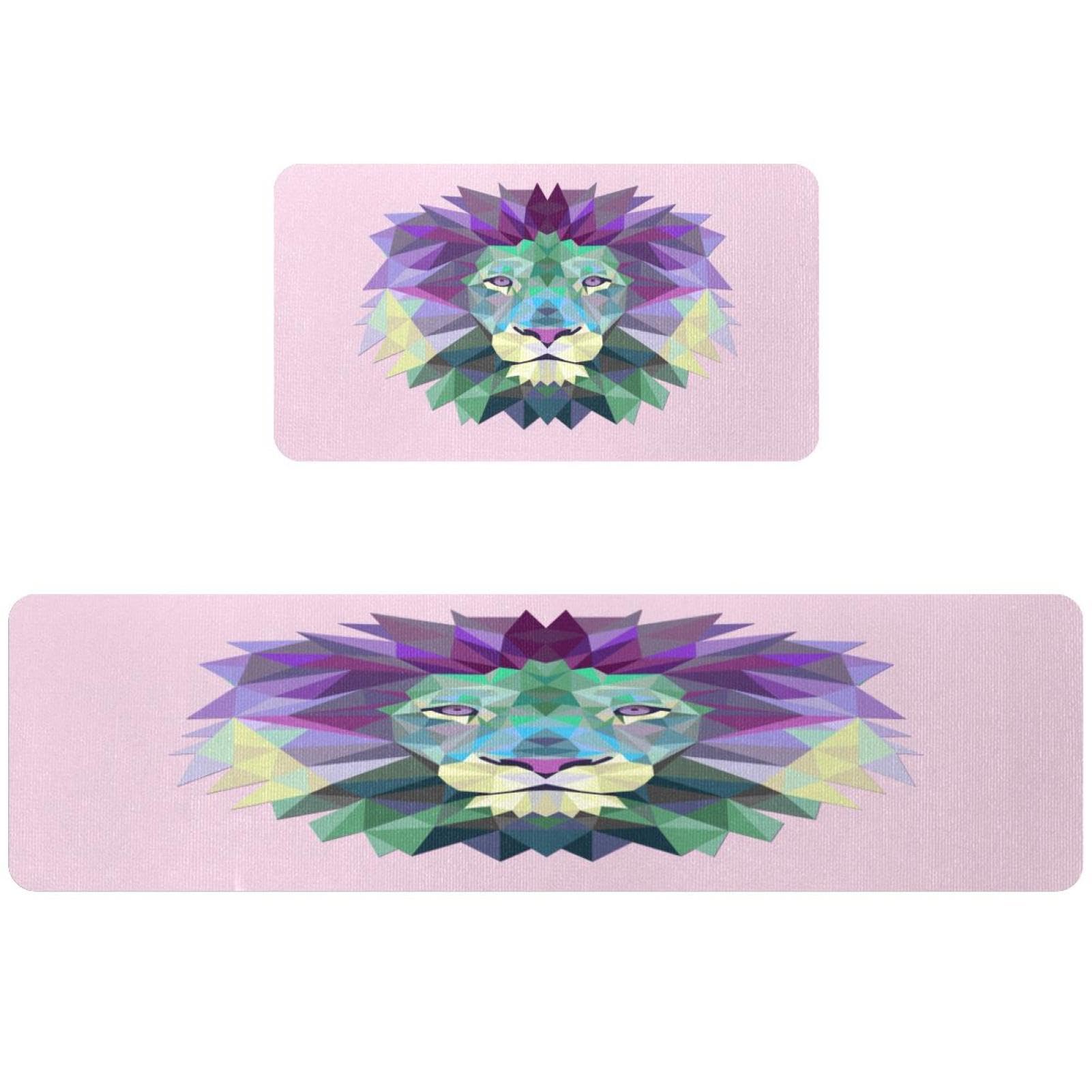 Tapete de cocina lavable con diseño de león y base antideslizante para pasillo juego de 2