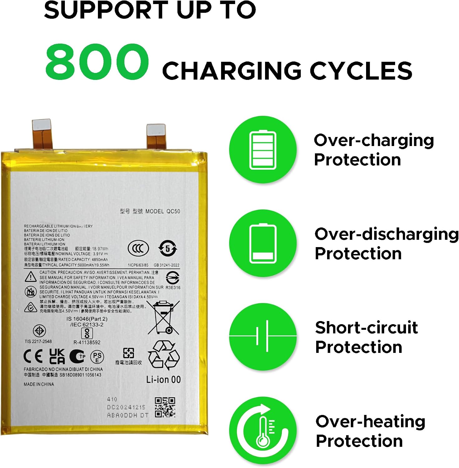 New Battery Replacement QC50 Compatible with Moto Edge 2024 XT2405 & Edge 50 Fusion XT2429, Includes with Instruction and Repair Tools