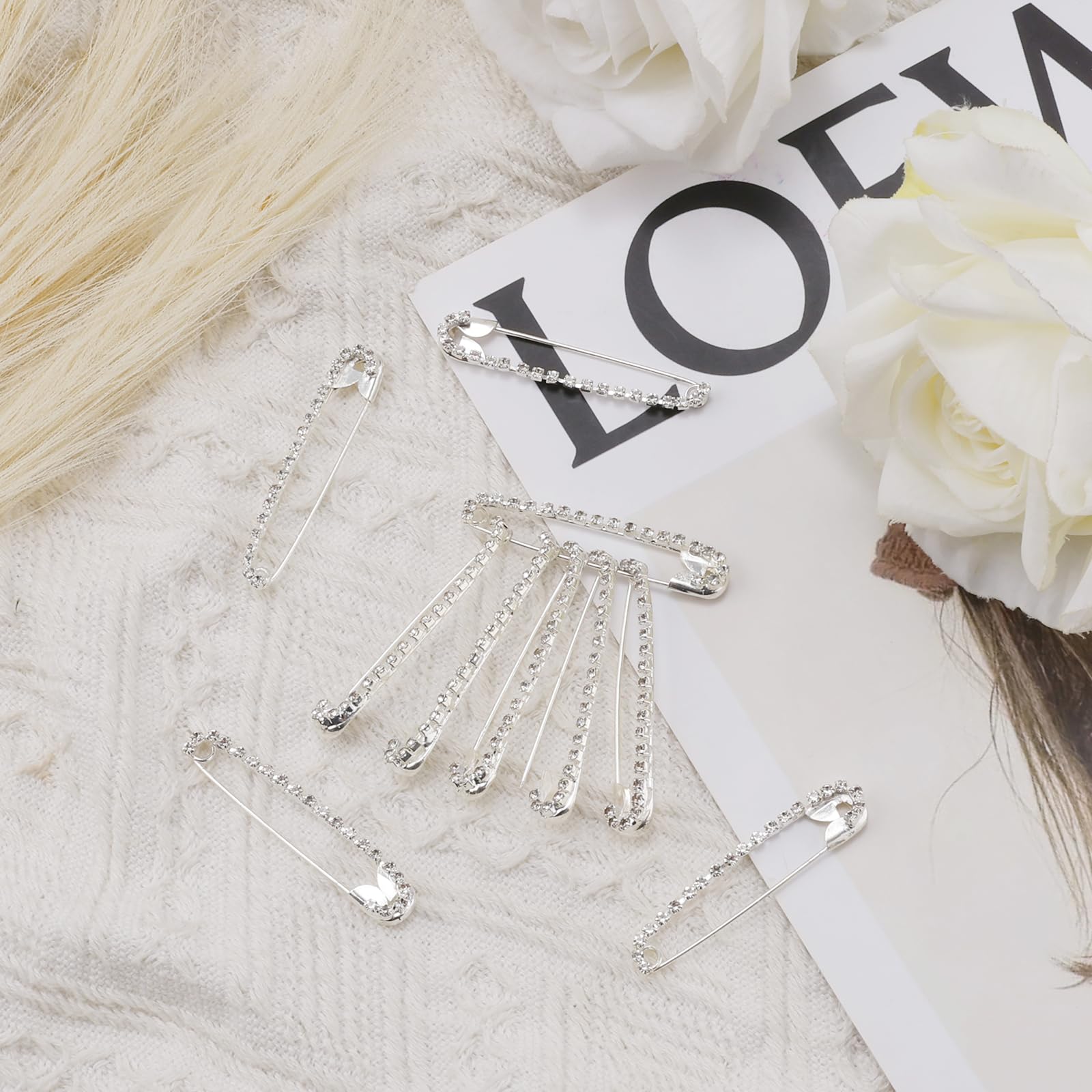 GEEHUA Strass-Sicherheitsnadeln 10 Stück - 5.5cm Dekonadeln Für Kleidung & Accessoires