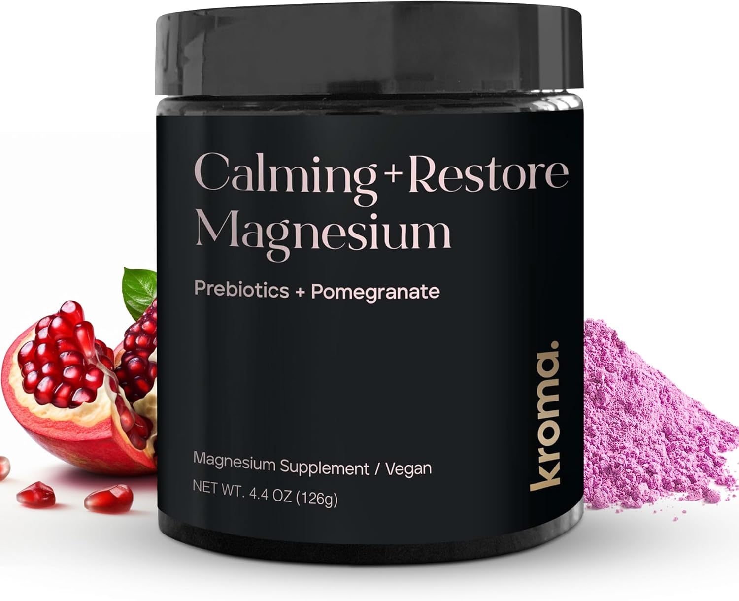 Kroma Calming + Restore Magnesium Powder – Magnesium Citrate with L-Theanine for Relaxation, Sleep Cycle & Digestive Support – Muscle Recovery Supplement – Pomegranate Flavor – 4.4 oz, 30 Servings