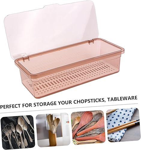 Miniatura 3 de Caja de almacenamiento de plástico para palillos con tapa, organizador de utensilios de cocina para encimera, soporte cubierto para cubiertos,