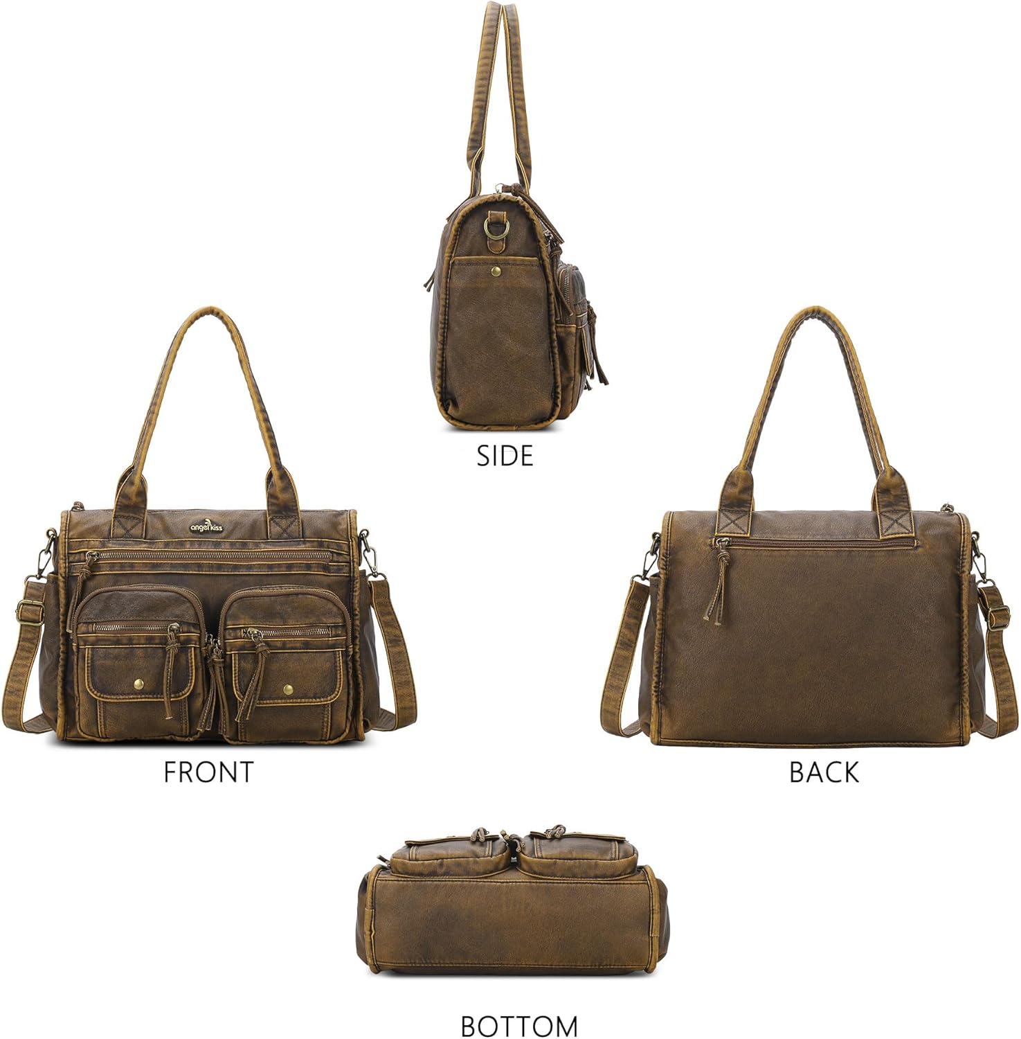 Angel Kiss Purses and Handbag for Women Soft Leather Hobo Bags Satchel Shoulder Bags Ladies Tote Crossbody Bag - Image 6