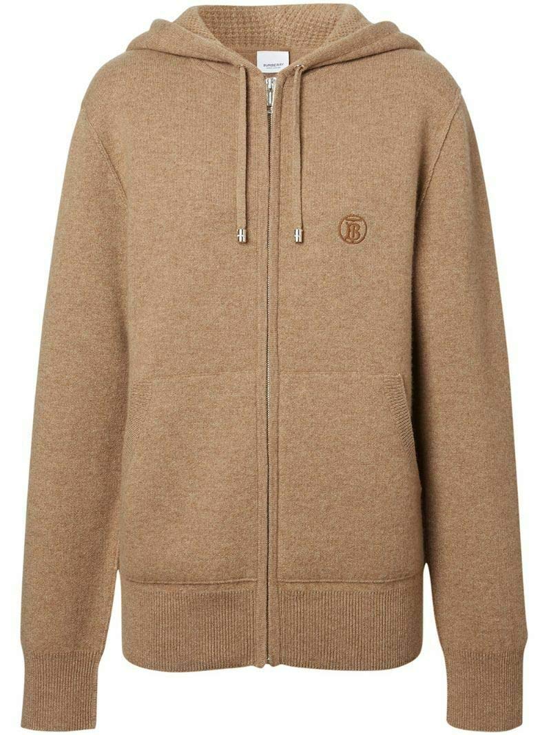 BURBERRY Argun Women's Long Sleeve TB Monogram Stretch Cashmere Hoodie Size Large