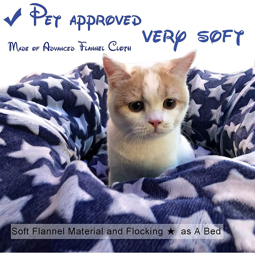 Túnel para Perros Y Gatos Cama con Cojín Juguetes De Tubo Tela Oxford Gran Diámetro Arrugas Más Largas Plegable 3 Vías para Gatos Grandes Gatitos Y Cachorros