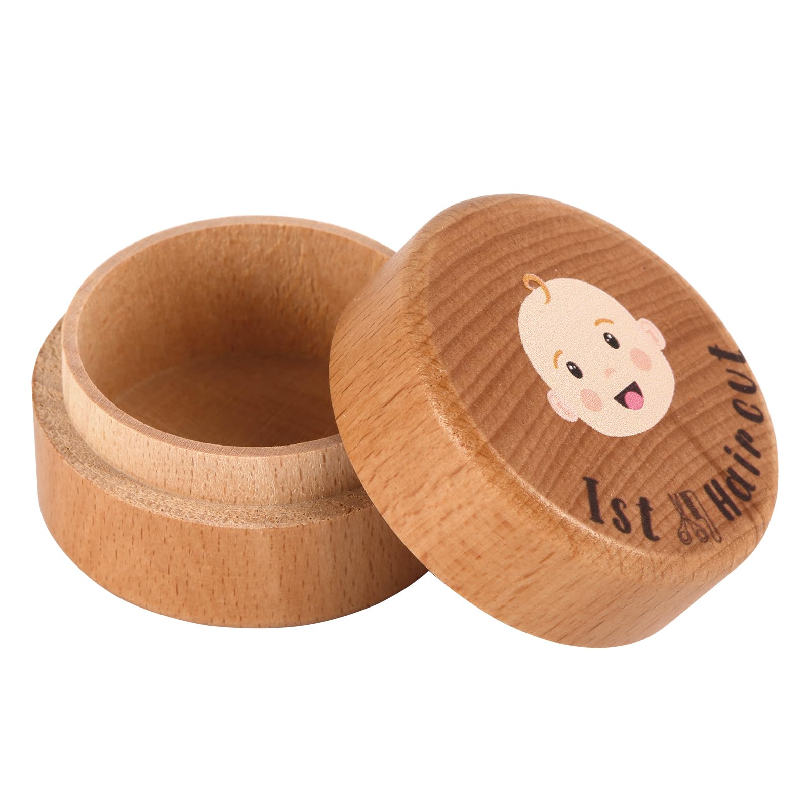 Scatola Ricordo Primi Capelli In Legno - Porta Ricordi Infanzia 5x5x3.6cm Per Baby Shower E Compleanni